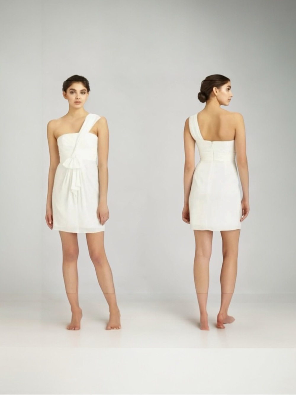 BCBGMazazria White Drape Satin Dress Sz 2 Bridal LWD Mini Garden Cocktail‎ Sexy